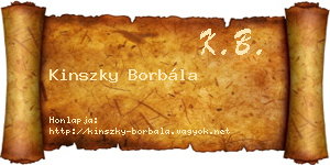 Kinszky Borbála névjegykártya